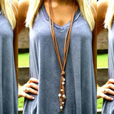Suede & Pearl Necklace - Long Length
