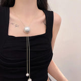 Pearl Sweater Chain Necklace Long Tassel Party Jewelry