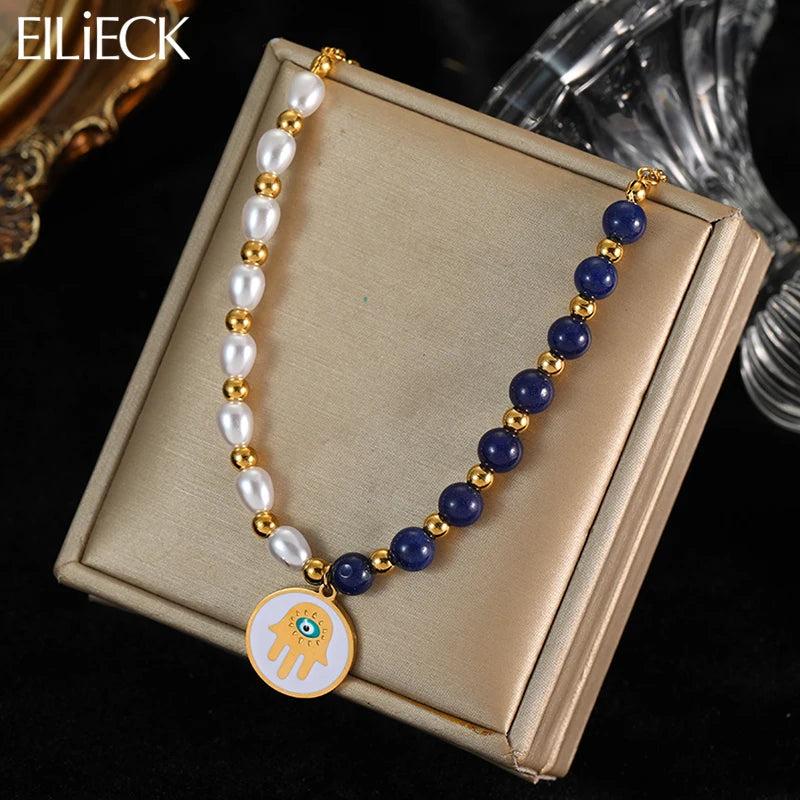 Vintage Eye Pearls Pendant Necklace Choker Chain Waterproof Jewelry