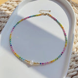 Tribal Style Evil Eye Pendant Necklace with Natural Pearl Choker