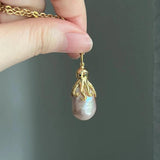 Vintage Marine Octopus Jellyfish Pendant Necklace with Natural Pearl