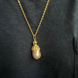 Vintage Marine Octopus Jellyfish Pendant Necklace with Natural Pearl