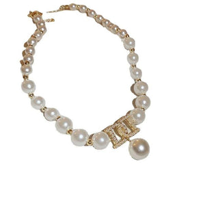 French Pearl Letter Necklace Collarbone Chain Necklaces