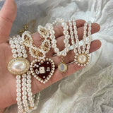 Baroque Pearl Crystal Choker Necklace for Women