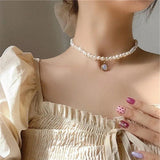 Baroque Pearl Crystal Choker Necklace for Women
