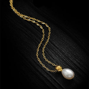 Bohemian Pearl Pendant Necklace, 316L Stainless Steel