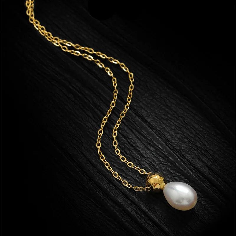 Bohemian Pearl Pendant Necklace, 316L Stainless Steel