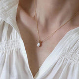 Bohemian Pearl Pendant Necklace, 316L Stainless Steel