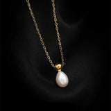 Bohemian Pearl Pendant Necklace, 316L Stainless Steel