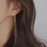 925 Silver Long Tassel Earrings Zircon Wedding Jewelry