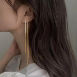 925 Silver Long Tassel Earrings Zircon Wedding Jewelry