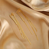 925 Silver Long Tassel Earrings Zircon Wedding Jewelry