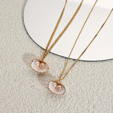 INS Stainless Steel Chain Plated Shell Freshwater Pearl Pendant Necklace