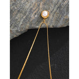 316L Stainless Steel Freshwater Pearl Round Pendant Necklace for Women
