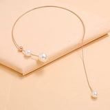 Pearl Pendant Choker Necklace Clavicle Chain Open Necklace