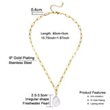 Baroque Pearl Pendant Necklace Stainless Steel Paper Clip Chain Choker