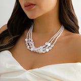 Pearl Multi-layer Beads Choker Necklace Minimalism Wedding Jewelry