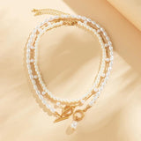 Pearl Multi-layer Beads Choker Necklace Minimalism Wedding Jewelry