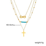 316L Stainless Steel Eye Cross Pearl Pendant Necklace Women Girl Jewelry