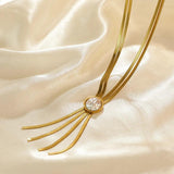 316L SS Irregular Pearl Choker Necklace Women Lady Snake Chain Party Jewelry