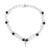 Multilayer Rhinestone Cross Necklace Girl Jewelry