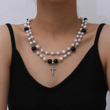 Multilayer Rhinestone Cross Necklace Girl Jewelry