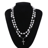 Multilayer Rhinestone Cross Necklace Girl Jewelry