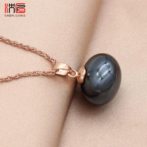 Rose Gold Pearl Pendant Necklace for Women Vintage Wedding