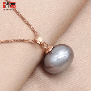Rose Gold Pearl Pendant Necklace for Women Vintage Wedding
