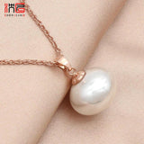 Rose Gold Pearl Pendant Necklace for Women Vintage Wedding