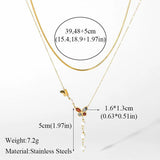 Colorful Butterfly Pearls Pendant Necklace For Women Girl 2 Layers