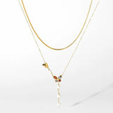 Colorful Butterfly Pearls Pendant Necklace For Women Girl 2 Layers