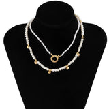 2Pcs/Set Pearl Choker Necklace Women Collares Bridal Wedding Kpop Beaded Chain