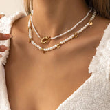 2Pcs/Set Pearl Choker Necklace Women Collares Bridal Wedding Kpop Beaded Chain