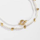 2Pcs/Set Pearl Choker Necklace Women Collares Bridal Wedding Kpop Beaded Chain