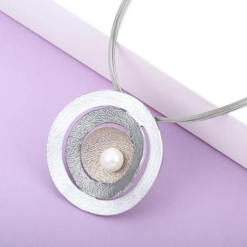 Gothic Silver Pearl Pendant Necklace for Women Harajuku Layered Choker