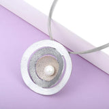 Gothic Silver Pearl Pendant Necklace for Women Harajuku Layered Choker