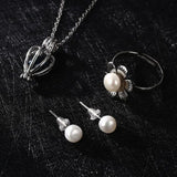 Love Heart Wish Pearl Pendant Necklace Natural Oyster Cage Holder Choker