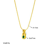 316L Stainless Steel Water Drop Necklace Green Zircon Clavicl