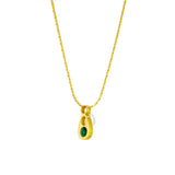 316L Stainless Steel Water Drop Necklace Green Zircon Clavicl