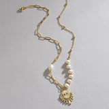 Stainless Steel Eye Pendant Necklace Freshwater Pearl Choker 14k Plated Jewelry