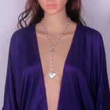 Romantic Pearl Beaded Chain Rosary Necklace Flowers Heart Locket