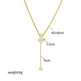 316L Stainless Steel Butterfly Pearl Pendant Necklace for Women Charm Jewelry
