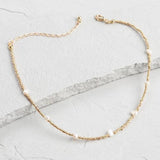 Beaded Necklace Gold-Color Beads Freshwater Pearl Ladies High Fashion Accessory