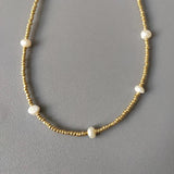Beaded Necklace Gold-Color Beads Freshwater Pearl Ladies High Fashion Accessory