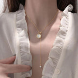 Silver Tassel Pearl Shell Necklace for Women