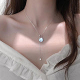 Silver Tassel Pearl Shell Necklace for Women