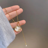 Silver Tassel Pearl Shell Necklace for Women