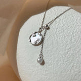 Silver Tassel Pearl Shell Necklace for Women