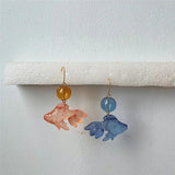 Goldfish Dangle Earrings Resin Fish Drop Earrings for Women